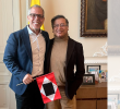 Saade divulgó un mensaje llamando a la Constituyente con una fotografía en la que aparece junto al presidente Gustavo Petro portando la bandera de la ‘Guerra a Muerte’ de Simón Bolívar. FOTO: X @alfredosaadev