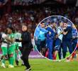 Efraín Juárez, cuestionado por sus celebraciones en Colombia, armó polémica por los festejos de Demichelis en la llave del play-in de la Liga MX. Fotos: EL COLOMBIANO y redes sociales.