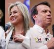Los candidatos vicepresidenciales Leonardo Huerta, Edna Bonilla y Juan Daniel Oviedo coincidieron en rechazar nuevas negociaciones políticas con grupos armados ilegales durante un debate electoral. FOTO: Colprensa.