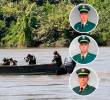 El accidente en el que los tres subintendentes naufragaron en el río Magdalena ocurrió en la tarde del lunes, 14 de julio. Un día después fueron hallados muertos. FOTOS: Tomadas de X @COL_EJERCITO
