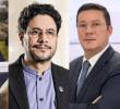 De izquierda a derecha: Cristian Quiroz, presidente del CNE; Iván Cepeda, excandidato presidencial; Hernán Penagos, registrador nacional. FOTO <b>Colprensa</b>