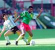 Argentina y Camerún, en Italia 90, fue de las sorpresas más recordadas en los mundiales. FOTO GETTY