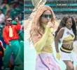 J Balvin, Ryan Castro y Shakira con Burna Boy en la inauguración del Mundial. FOTOS Getty y Captura de pantalla.