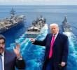 Nicolás Maduro y Donald Trump; de fondo, buques de guerra enviados por Estados Unidos al Pacífico. Fotos: AFP - cortesía U.S. Navy