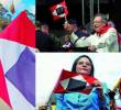 El presidente Gustavo Petro presentó por primera vez en plaza pública la bandera de guerra a muerte el pasado primero de mayo; se han pegado de ella Angie Rodrígez y Daniel Quintero. FOTO Presidencia y captura de video