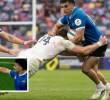 La suspensión deja al reconocido rugbista argentino Tomás Albornoz fuera del apertura de tres test matches fundamentales y del arranque del rugby francés. FOTO: Captura de video de redes sociales de ESPN y AFP