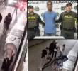 Adelante, el detenido por la Policía en Andes. Atrás, registros del ataque a golpes que tuvo el anciano. FOTO: Cortesía.
