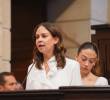 El pasado 9 de abril, día de conmemoración a las víctimas, María Claudia Tarazona estuvo en el Congreso y dio un discurso sobre el magnicidio de Miguel Uribe Turbay. FOTO Cámara de Representantes