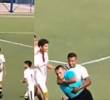 El árbitro FIFA Kéiner Jiménez fue agredido durante un partido del Torneo Nacional Sub-15 de Difútbol en Valledupar, luego de una discusión por una decisión arbitral. FOTO: Captura de video.