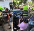 Secuencia de la mujer alegando con los policías tras descubrir al hombre infiel. FOTO: Captura video redes sociales