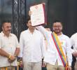 Jorge Eliécer Laverde Vargas asumió como contralor general de la República durante una ceremonia realizada en La Dorada, Caldas, su municipio de origen. FOTO: Ministerio del Interior.