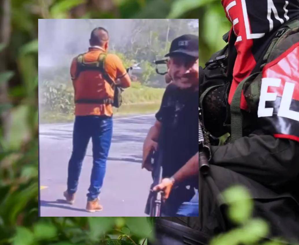Guerrilleros del ELN que atacaron el vehículo del senador Jairo Castellanos. FOTO: AFP