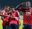 Fainer Torijano, Luis Sandoval y Baldomero Perlaza son titulares con el Poderoso para el duelo ante Unión Magdalena. FOTO MANUEL SALDARRIAGA