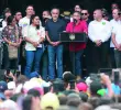Desde la tarima, al presidente Petro lo acompañaron los ministros Armando Benedetti y Antonio Sanguino, además del exalcalde de Medellín, Daniel Quintero Calle. FOTO: Manuel Saldarriaga