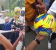 Abelardo de la Espriella entregó balones de fútbol durante su visita a Buenaventura, una de las zonas afectadas por el terremoto del 10 de agosto. El gesto generó críticas entre habitantes que reclaman ayudas para vivienda, agua y reconstrucción. FOTO: Redes sociales.