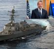 El destructor de misiles guiados USS Sampson, y el exembajador de Estados Unidos en Venezuela, James Story. FOTOS: AFP