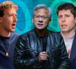 Seis grandes empresas tecnológicas están apostando US$664.000 millones por ser dueñas de la inteligencia artificial. En la foto: Mark Zuckerberg, director ejecutivo de Meta; Jensen Huang, CEO de Nvidia; y Sam Altman, director ejecutivo de OpenAI.