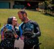 Mariana Pajón y su esposo Vincent Pelluard, también piloto de BMX, el día que hicieron las fotos para dar la noticia del embarazo de la campeona olímpica. FOTO: Cortesía Mariana Pajón
