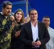 Foto de enero de 2024, meses después de que Saab volviera a Venezuela tras estar preso en Estados Unidos; aquí junto al ahora capturado Nicolás Maduro durante un mitin. Foto: AFP