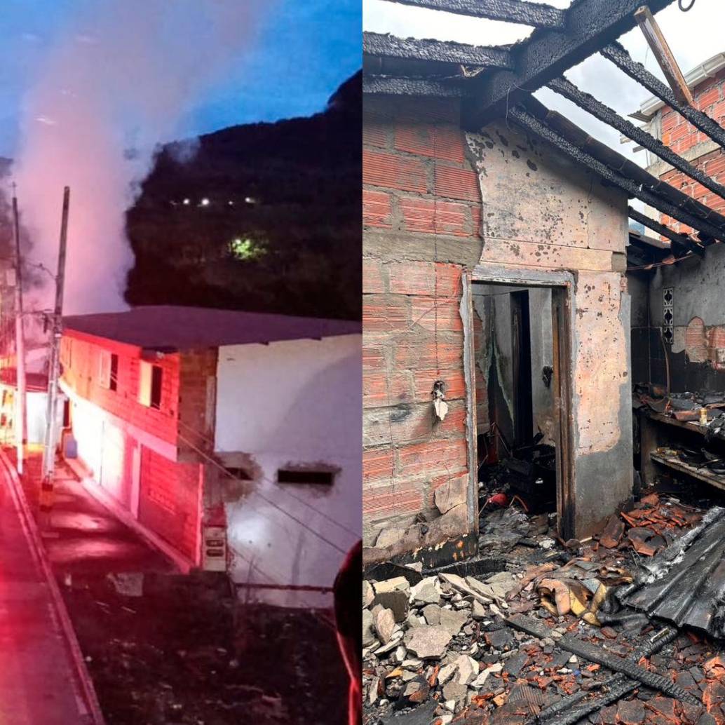 Este es el durante y el después de la conflagración que destruyó la casa y acabó con lo que había dentro de ella. FOTOS: CORTESÍA