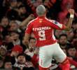Franco Fagúndez celebra el tanto con el que Santa Fe igualó el duelo 1-1 y por ello, la definición de la clasificación se tuvo que dar desde el punto penal, en el que ganó 7-8. FOTO TOMADA X@Sudamericana