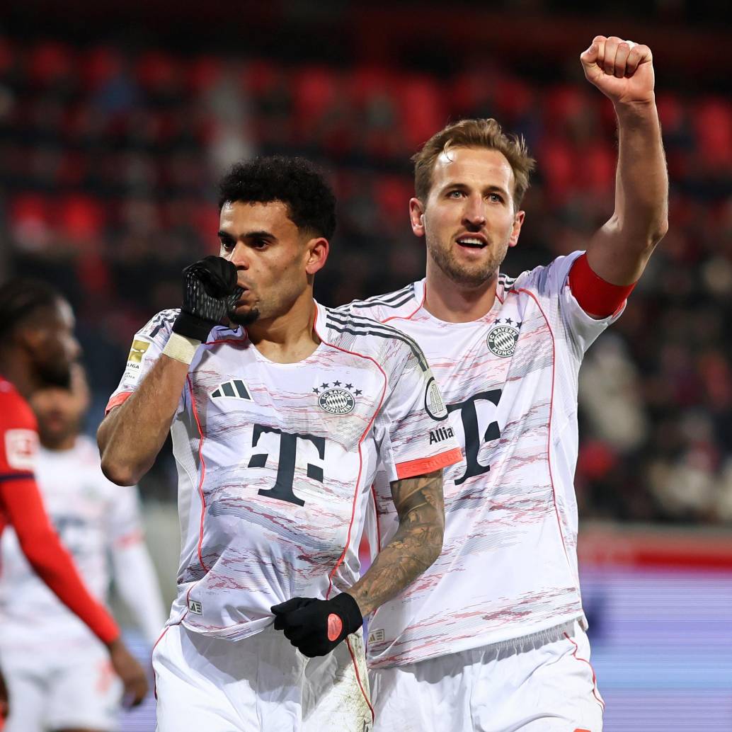 Luis Díaz y Harry Kane son dos jugadores que aparecen en la lista de candidatos al Balón de oro 2026. Foto: Stefan Matzke - Sampics/Getty Images