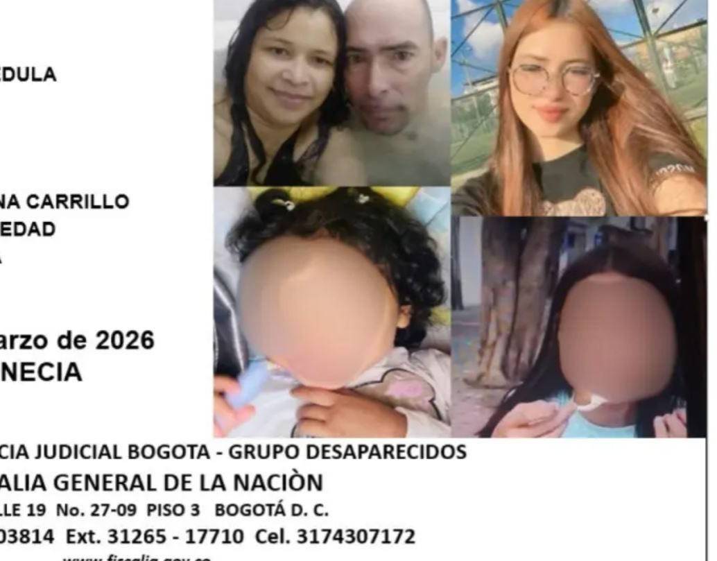 Familia desaparecida en Bogotá. FOTO: Tomada de redes sociales