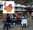 Los antioqueños ratificaron su preferencia por el candidato de derecha en la mayoría del departamento (naranja). Subregiones como el Urabá, el Nordeste, Norte y el Bajo Cauca (púrpura) hubo municipios en los que la preferencia fue por Iván Cepeda. FOTO: MANUEL SALDARRIAGA.