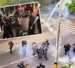 Un joven fue detenido por los agentes del Esmad de la Policía Metropolitana al ser señalado de provocar los desmanes que obligaron al cierre de la calle 67 (Barranquilla) y demás corredores cercanos a la Universidad de Antioquia. FOTOS: CORTESÍA ALCALDÍA DE MEDELLÍN Y TOMADA DE VIDEO