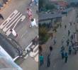 En las imágenes quedó registrado como el bus estaba detenido, en medio del rodeo de un grupo de personas y como posteriormente el vehículo arrancó, arrollando al habitante de calle inicialmente lesionado. FOTOS: TOMADAS DE VIDEO