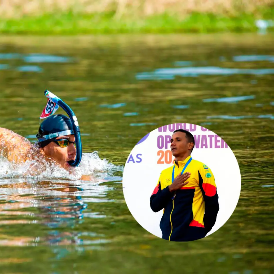 Alexander logró defender por cuarta vez su título mundial en la prueba de 1.000 m (natación con aletas), en Egipto. Foto: Cortesía Alexander Jiménez. 