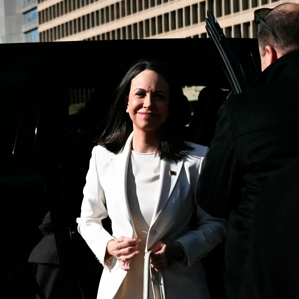 María Corina Machado a su llegada a la Casa Blanca. FOTO: AFP