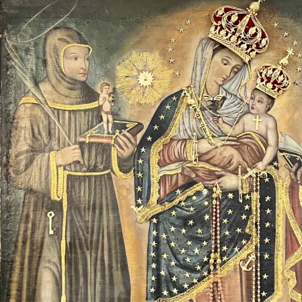 Lienzo de Nuestra Señora del Rosario de Chiquinquirá en la Basílica Menor de La Estrella, Antioquia. Foto: Cortesía