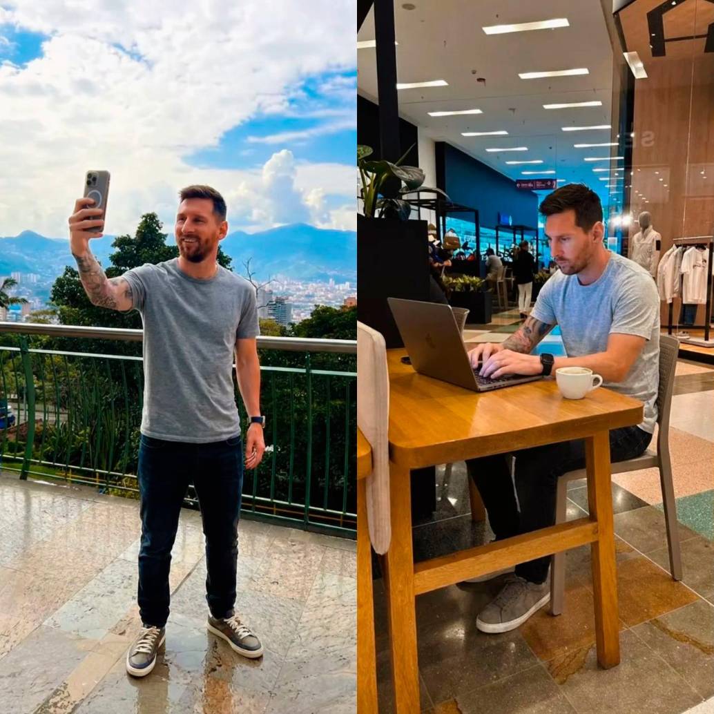 Las imágenes de Lionel Messi en el Centro Comercial El Tesoro que se difundieron por redes sociales. Fotos: capturas de pantalla 