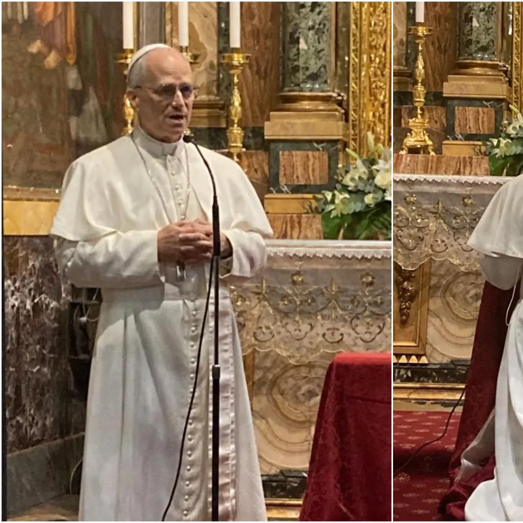 Dentro del santuario de la Orden de San Agustín, el papa León XIV, cumplió con una tradición personal luego de iniciar un nuevo camino como sumo pontífice de la Iglesia católica. FOTO: REDES SOCIALES AGUSTINOS