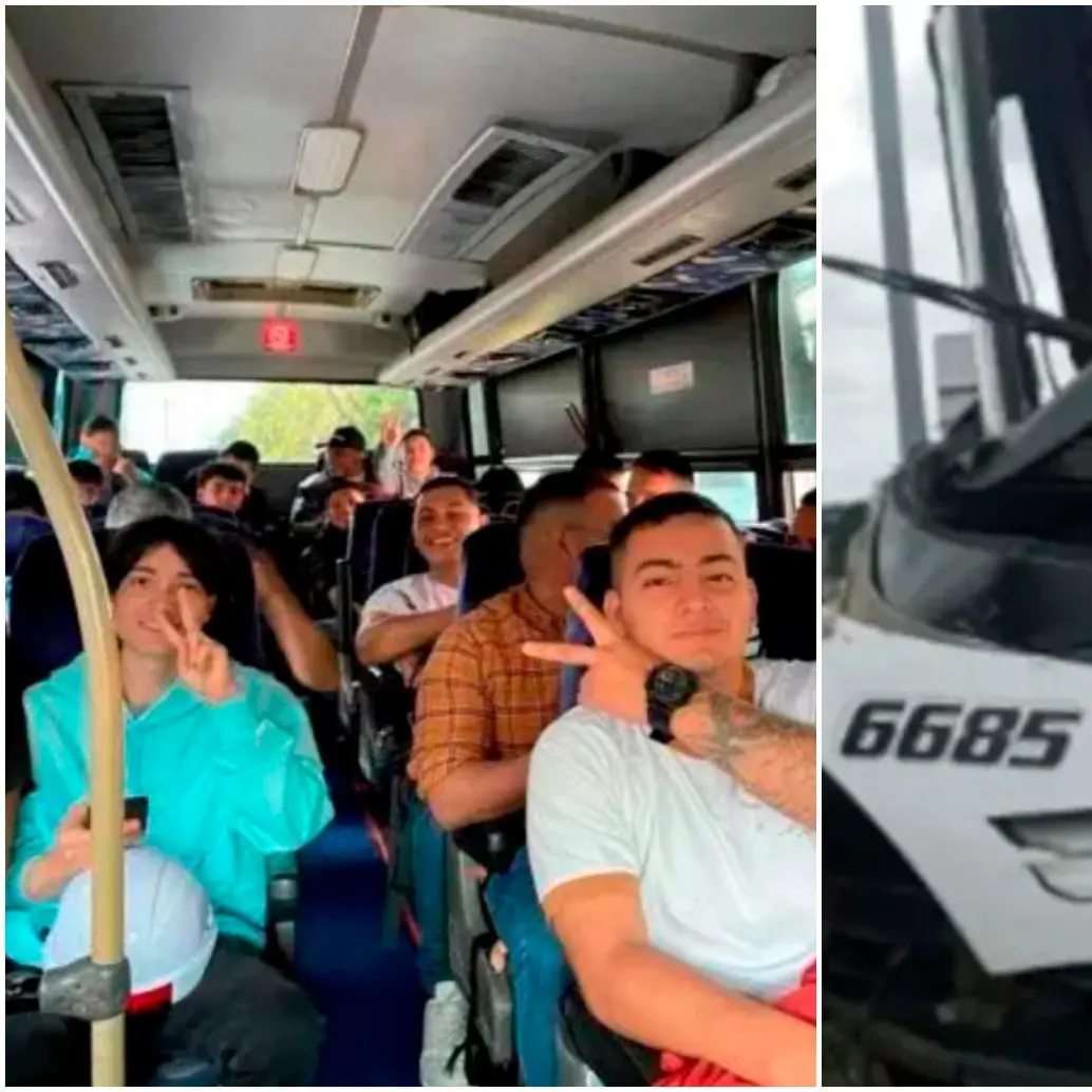 El bus siniestrado transportaba a un grupo de estudiantes de Ingeniería Civil de Armenia que visitaba las obras del túnel de La Línea. FOTOS: Cortesía y captura de video 