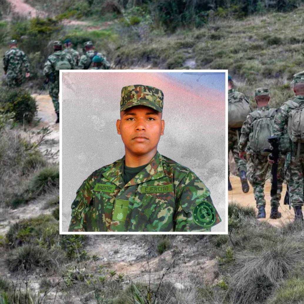 El soldado profesional Yathson Manuel Maestre Salazar fue la víctima identificada por las autoridades tras los fuertes enfrentamientos en un municipio de Nariño. FOTO: Manuel Saldarriaga y Fuerzas Militares