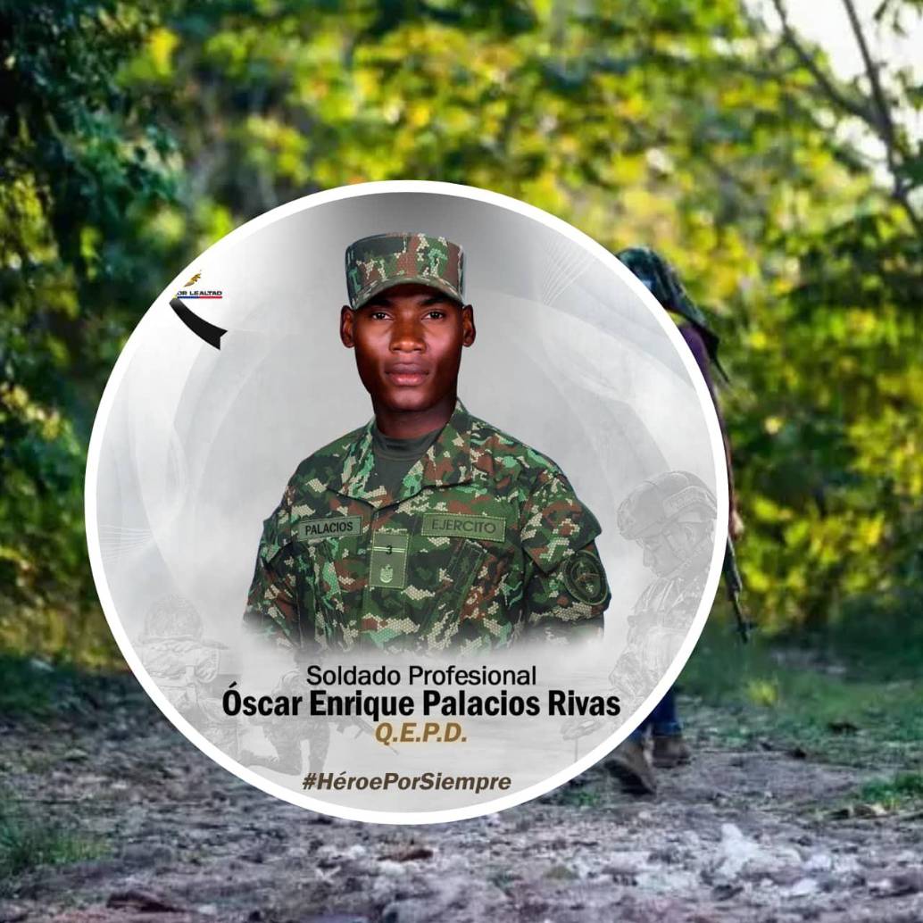 Óscar Enrique Palacios Rivas, soldado asesinado en un ataque con drones en Santa Rosa del Sur, Bolívar. Foto: Archivo / Ejército Nacional de Colombia