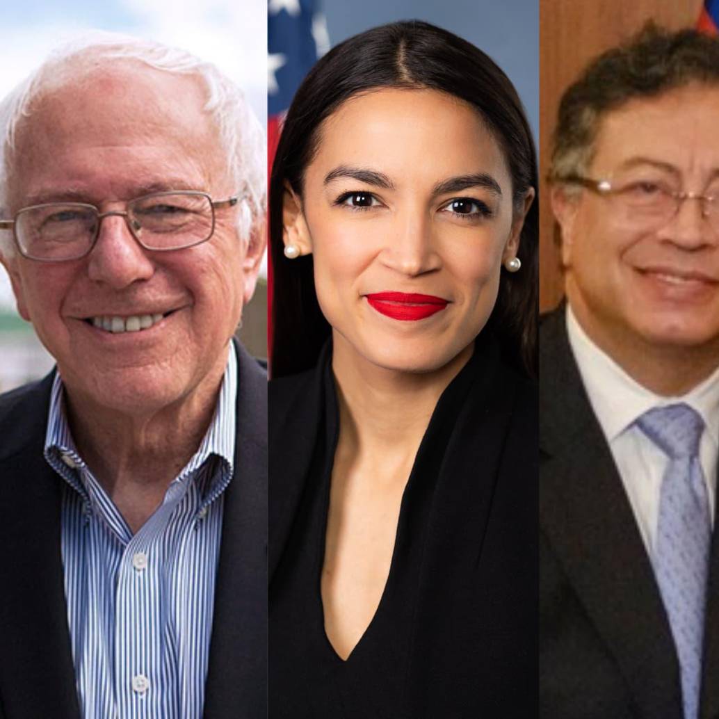 Gustavo Petro se reunió con Bernie Sanders y Alexandria Ocasio-Cortez en la residencia del embajador Daniel García-Peña. FOTO: Bernie Sanders/Congreso de EE. UU/Colprensa/Presidencia
