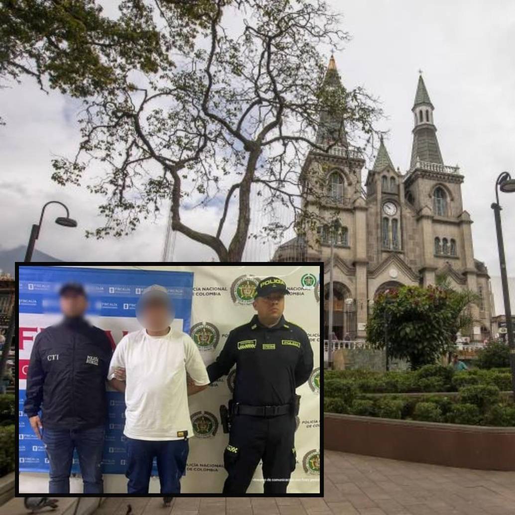 Adelante, la captura del taxista, atrás, el parque de La Estrella, donde ocurrieron los hechos. Foto: Carlos Alberto Velásquez