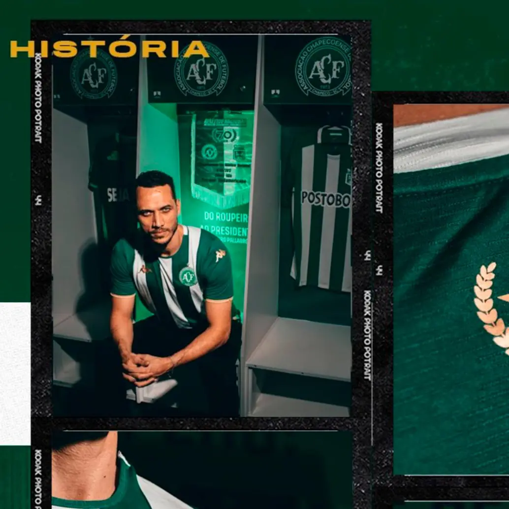 La camiseta de Chapecoense en 2026 será parecida a la que utilizó Nacional en la Sudamericana del 2016. Foto: tomada del x de @ChapecoenseReal