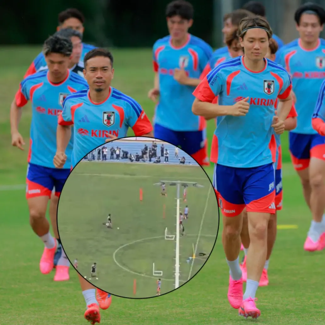 La Selección de Japón ha cambiado varias veces su sitio de entrenamiento en México debido a que se ha encontrado con terrenos en malas condiciones. Fotos: Getty Images y captura de video X. 