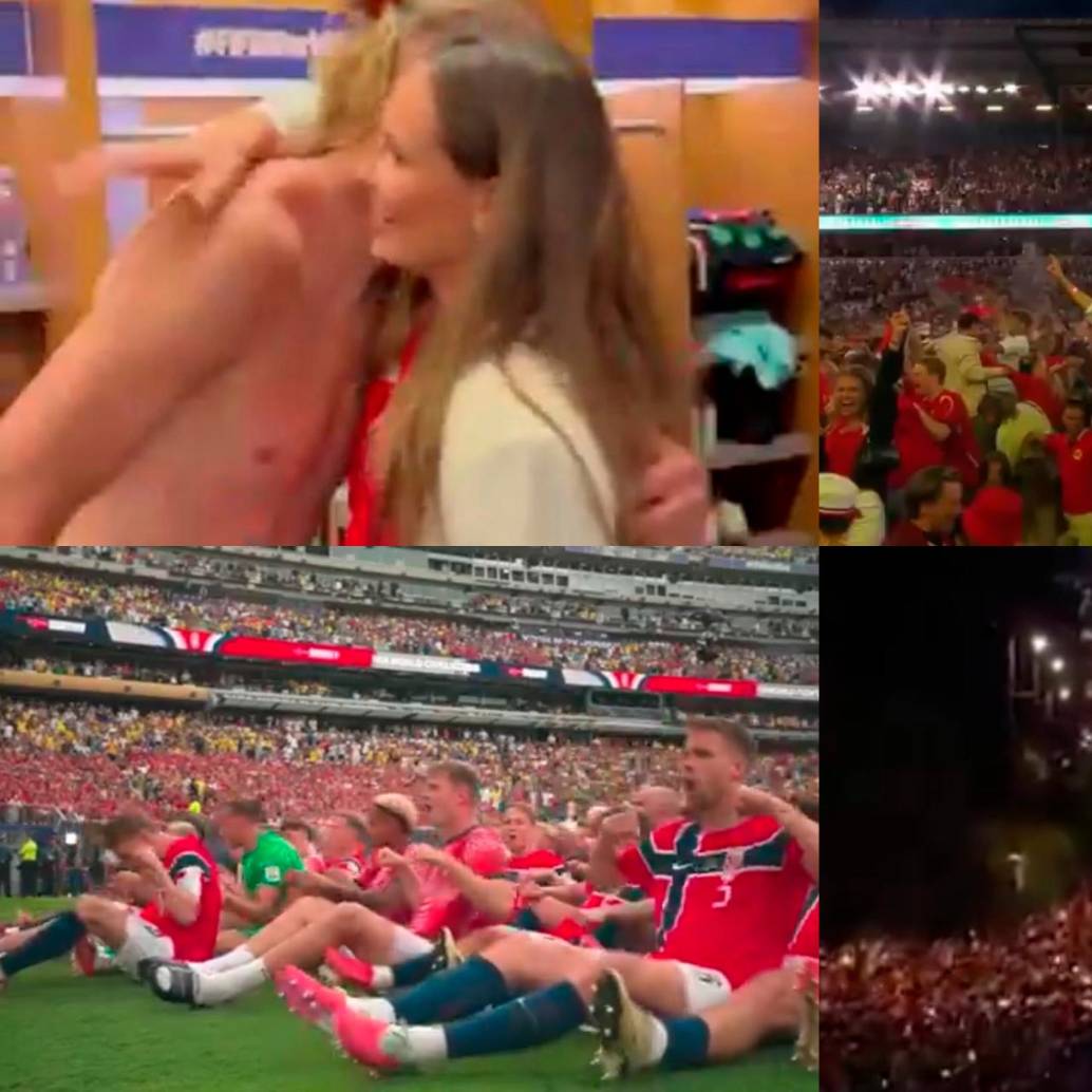 Noruega celebró a lo grande el triunfo ante Brasil. FOTOS: <b>Capturas</b>