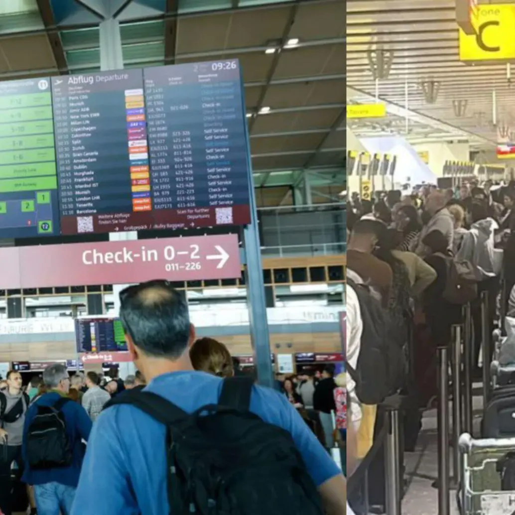 En diferentes aeropuertos de Europa se vieron largas filas por el ciberataque. Fotos: redes sociales 