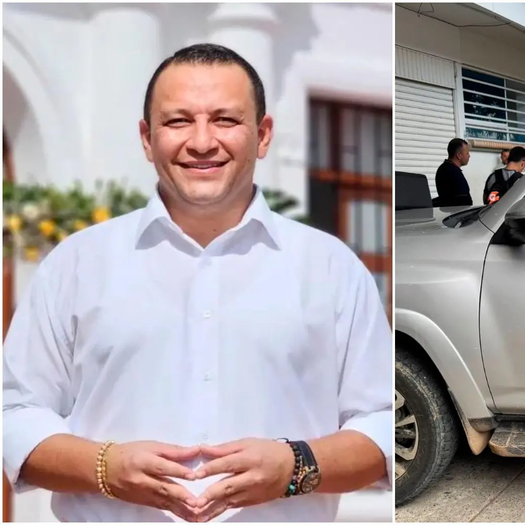 La camioneta en la que se desplazaba el alcalde Juan David Piedrahíta fue atacada a tiros<b> </b>en zona rural de Cartago.<b> </b>FOTOS: Alcaldía de Cartago y tomada de X @JoseWilmerPache