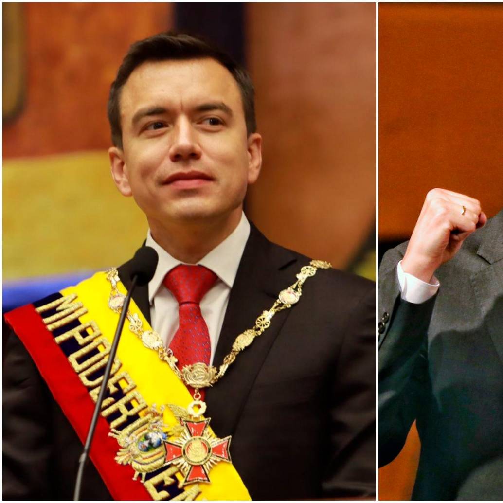 El presidente Daniel Noboa aseguró que su gobierno investiga si grupos criminales de su país tienen relación con el magnicidio de Miguel Uribe Turbay. FOTOS: Tomada de X @DanielNoboaOk y Colprensa