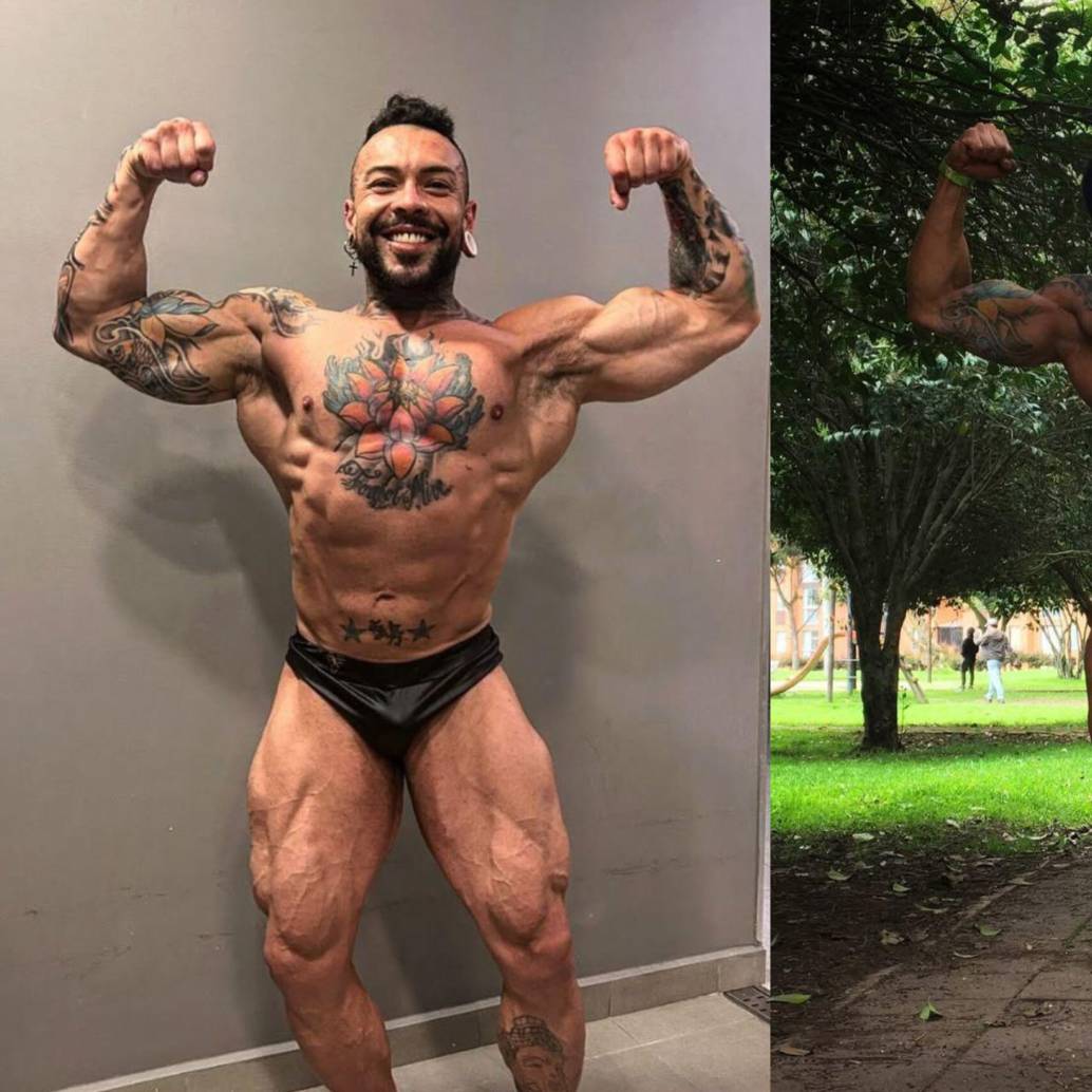 Juan Sebastián Anzola Quintero, fisicoculturista y tatuador de 26 años sufrió un aparente paro cardiorrespiratorio en un gimnasio en Bogotá. Fotos: @sebaspowerfit