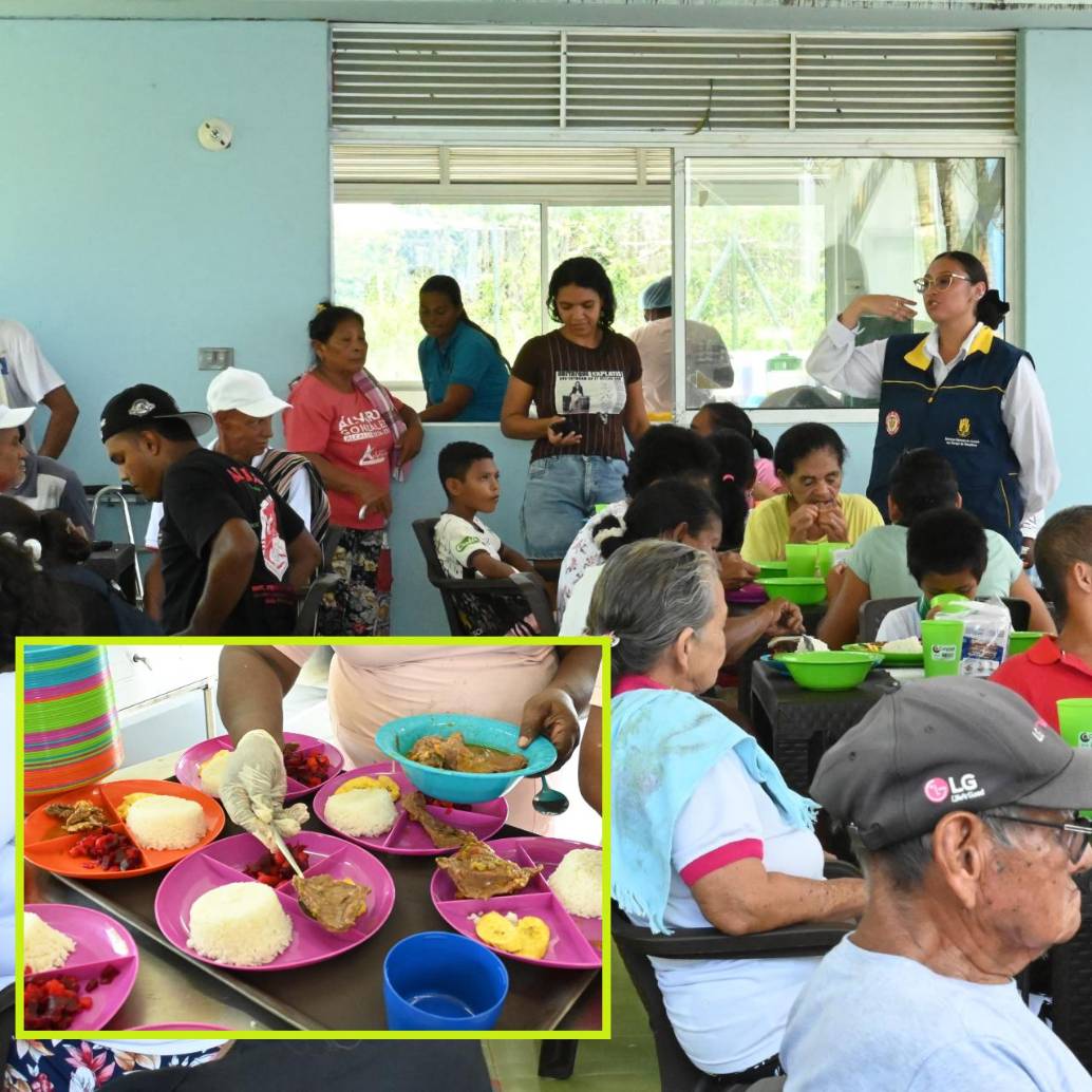 Funcionarios de la Ungrd durante una de las jornadas en los comedores. FOTO: Cortesía