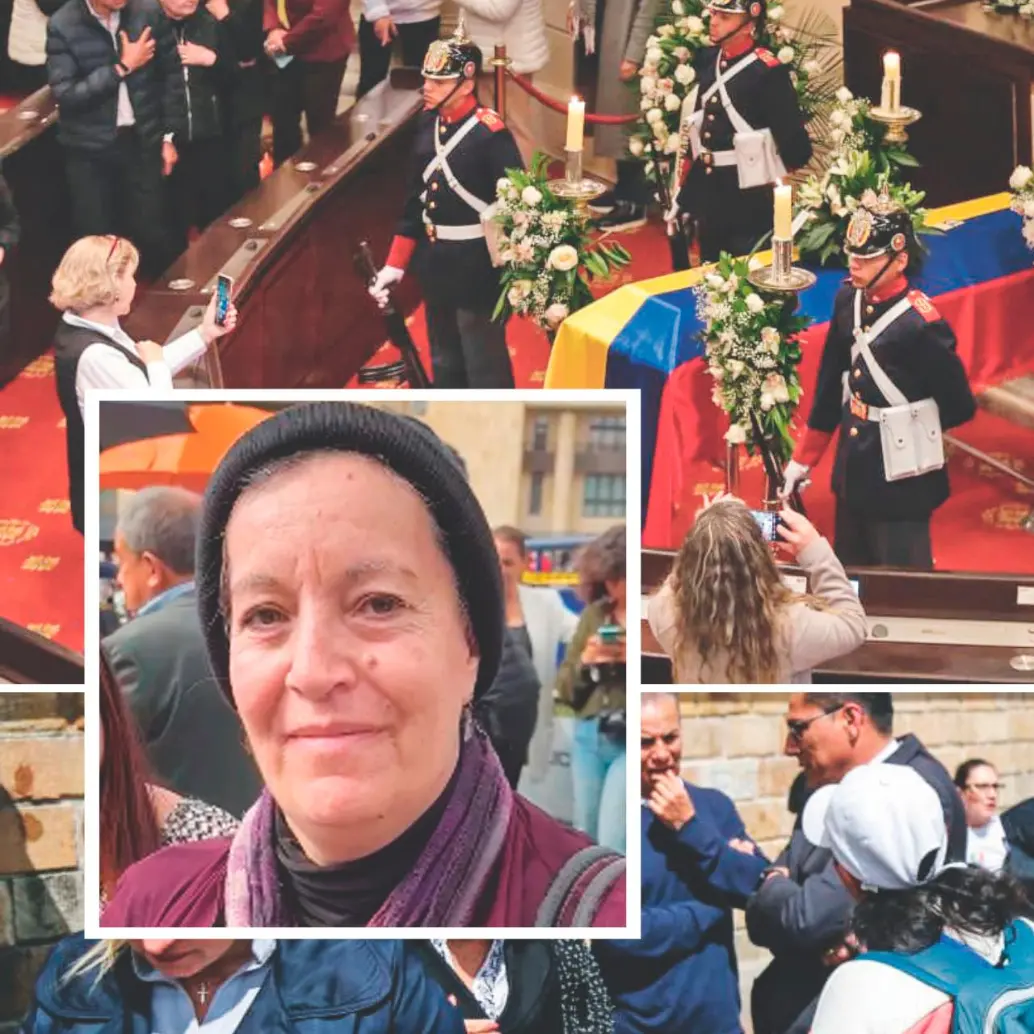 Doña María Teresa (foto detalle) hizo fila dos horas para estar segundos frente al féretro. “Él dio su vida por amor a la patria”. Se estima que alrededor de 7.500 personas hicieron fila para darle el último adiós al senador. FOTO Javier González Penagos/Colprensa