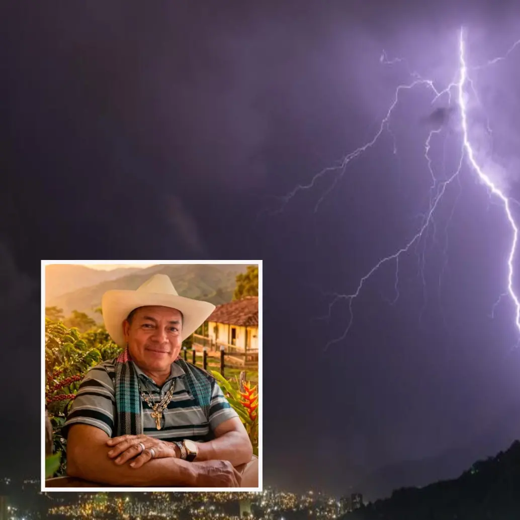 Adelante, la víctima que dejó la caída de un rayo en Montebello. Atrás, el impacto de una descarga eléctrica. FOTO: Cortesía y EL COLOMBIANO